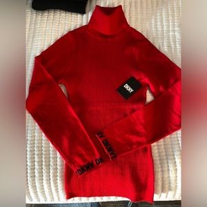 NEW WITH TAGS Red DKNY knit turtleneck